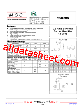 RB400DS Datasheet PDF - Micro Commercial Components