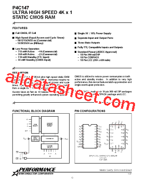P4C147-10DM Datasheet PDF - List of Unclassifed Manufacturers