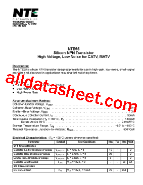 NTE65 Datasheet PDF - NTE Electronics