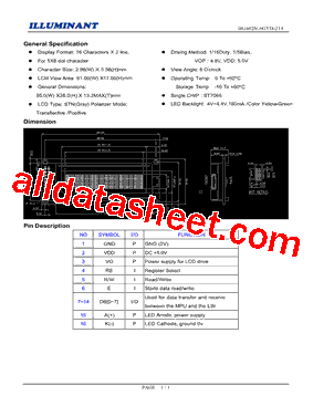 IB1602N-6GYD-214 Datasheet PDF - ILLUMINANT CO., LTD