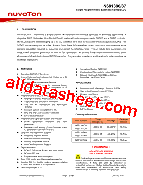 N681386 Datasheet PDF - Nuvoton Technology Corporation