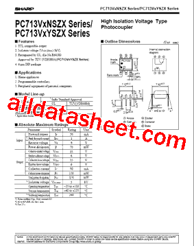 PC713V0YSZX Datasheet PDF - Sharp Corporation