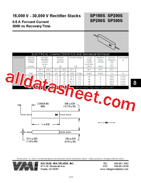 SP150S Datasheet PDF - Voltage Multipliers Inc.