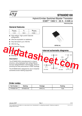 STI50DE100 Datasheet PDF - STMicroelectronics