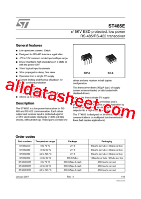 ST485E Datasheet PDF - STMicroelectronics