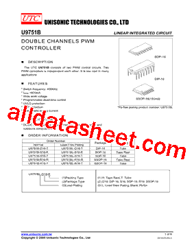 U9751BL-R16-R Datasheet PDF - Unisonic Technologies