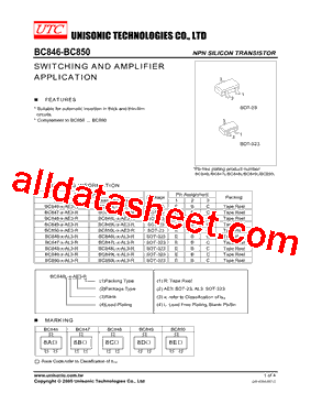 BC848-B-AL3-R Datasheet PDF - Unisonic Technologies