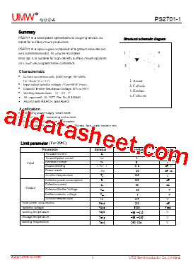 PS2701-1 Datasheet PDF - Guangdong Youtai Semiconductor Co., Ltd.