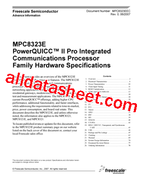 MPC8323ECVRADDC Datasheet PDF - Freescale Semiconductor, Inc