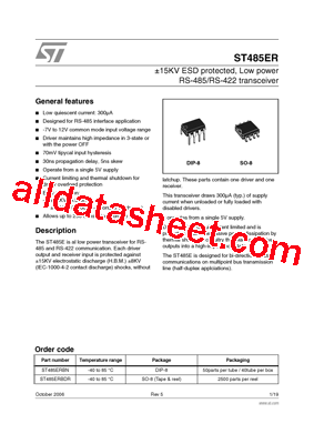 ST485ER Datasheet PDF - STMicroelectronics