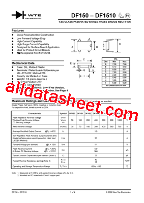 DF150 Datasheet PDF - Won-Top Electronics