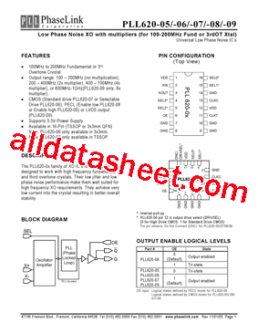 PLL620-07OC-R Datasheet PDF - PhaseLink Corporation