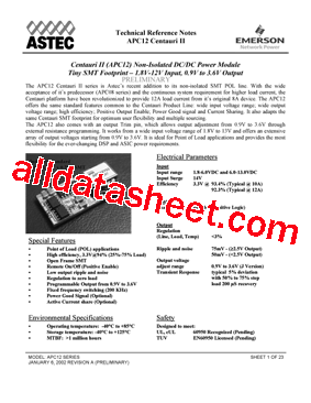 APC12 Datasheet PDF - Astec America, Inc