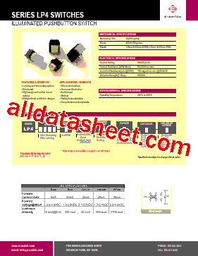 LP4-OA-1-R-W-N-R-R Datasheet PDF - E-SWITCH