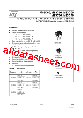M93C76-R Datasheet PDF - STMicroelectronics