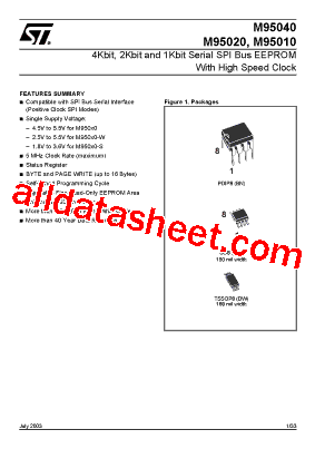 M95020-RBN3T/W Datasheet PDF - STMicroelectronics