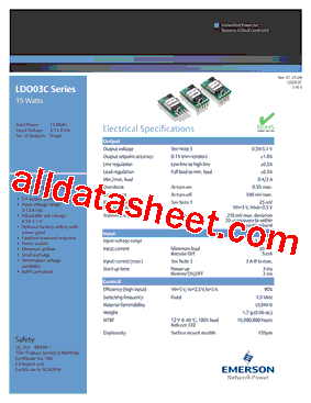 LDO03C-005W05-VJ Datasheet PDF - Emerson Network Power