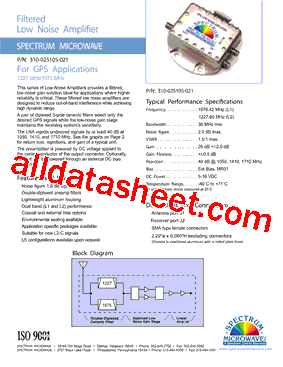 310-025105-021 Datasheet PDF - Spectrum Microwave, Inc.