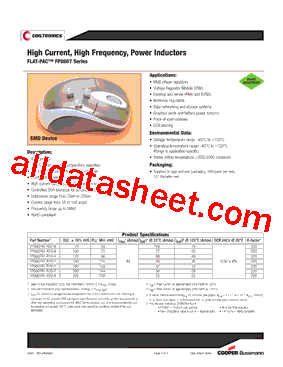FP0807R1-R12-R Datasheet PDF - Cooper Bussmann, Inc.
