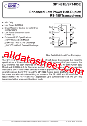 SP1485EMN-L Datasheet PDF - Exar Corporation