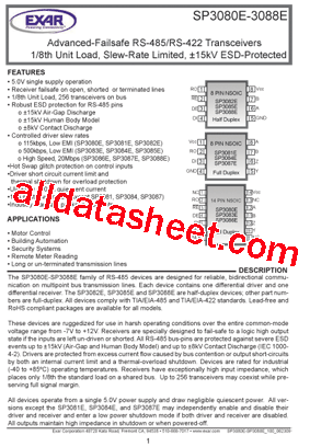 SP3080EEN-L Datasheet PDF - Exar Corporation