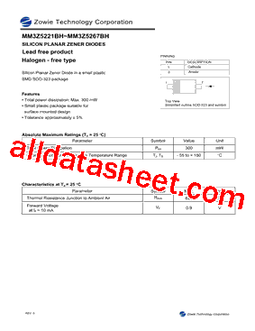 MM3Z5221BH Datasheet PDF - Zowie Technology Corporation