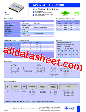 JAS32P4 Datasheet PDF - Jauch Quartz Gmbh