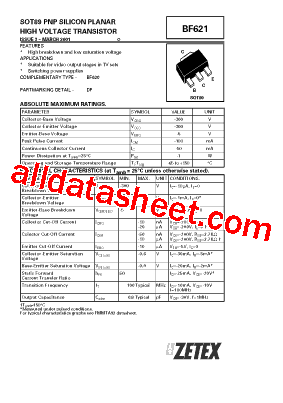BF621 Datasheet PDF - Zetex Semiconductors