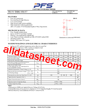 FR151 Datasheet PDF - Shenzhen Ping Sheng Electronics Co., Ltd.