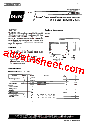 STK400-490 Datasheet PDF - Sanyo Semicon Device