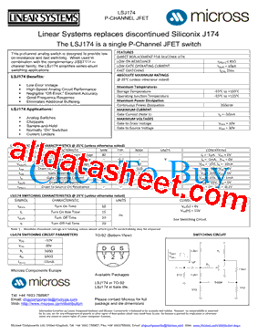 LSJ174_TO-92 Datasheet PDF - Micross Components