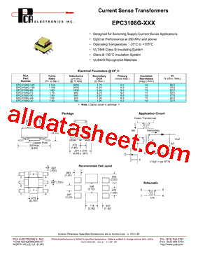EPC3108G-XXX Datasheet PDF - PCA ELECTRONICS INC.