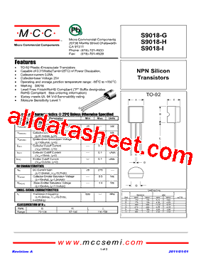 S9018-G Datasheet PDF - Micro Commercial Components