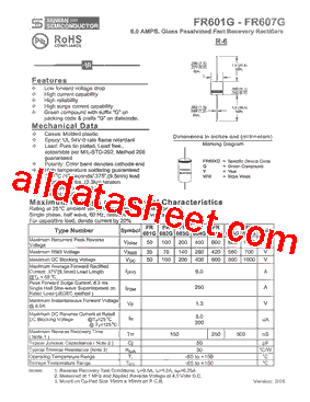 FR601G Datasheet PDF - Taiwan Semiconductor Company, Ltd