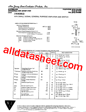 2N4963 Datasheet PDF - New Jersey Semi-Conductor Products, Inc.