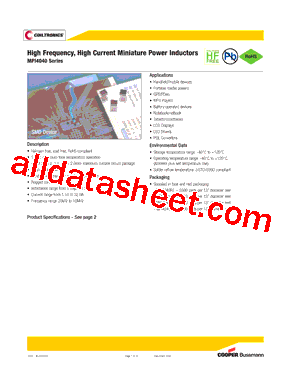 MPI4040R4-R33-R Datasheet PDF - Cooper Bussmann, Inc.