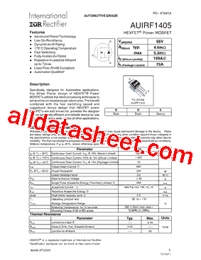 AUIRF1405 Datasheet PDF - International Rectifier