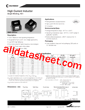HC1-R57-R Datasheet PDF - Cooper Bussmann, Inc.