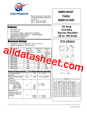 MBR1030F Datasheet PDF - Kersemi Electronic Co., Ltd.