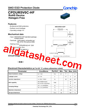 CPDUR5V0C-HF Datasheet PDF - Comchip Technology