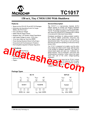TC1017-1.8VCT Datasheet PDF - Microchip Technology
