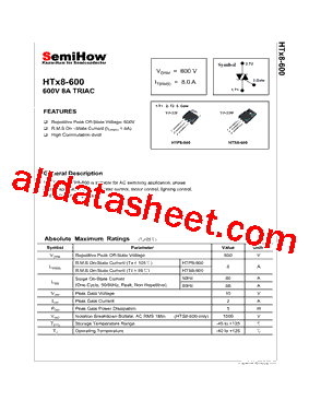 HTX8-600 Datasheet PDF - SemiHow Co.,Ltd.