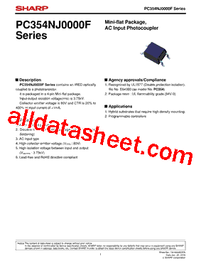 PC354NTJ000F Datasheet PDF - Sharp Corporation