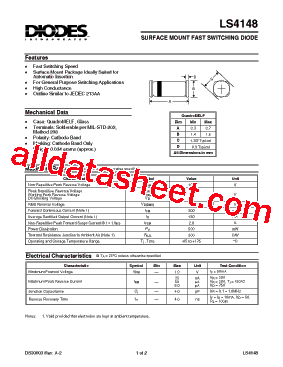 LS4148 Datasheet PDF - Diodes Incorporated