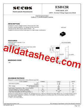 ESD12R Datasheet PDF - SeCoS Halbleitertechnologie GmbH