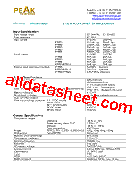 PPM05-A-0505DLF Datasheet PDF - PEAK electronics GmbH