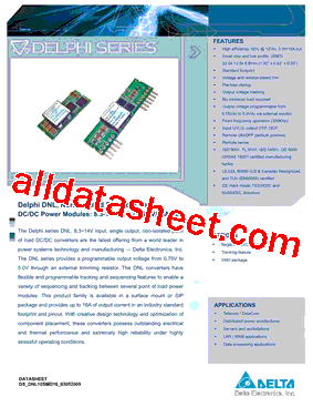 DNL10S0A0S16NFD Datasheet PDF - Delta Electronics, Inc.