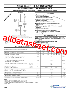 1N5624GP Datasheet PDF - General Semiconductor