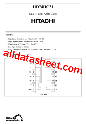 HD74HC21 Datasheet PDF - Hitachi Semiconductor