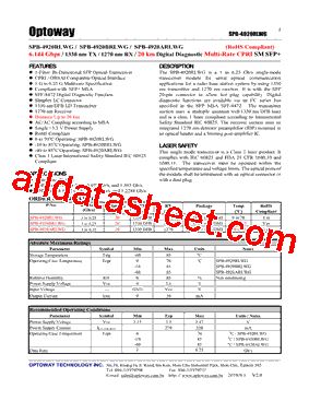 SPB-4920RLWG_2015 Datasheet PDF - Optoway Technology Inc